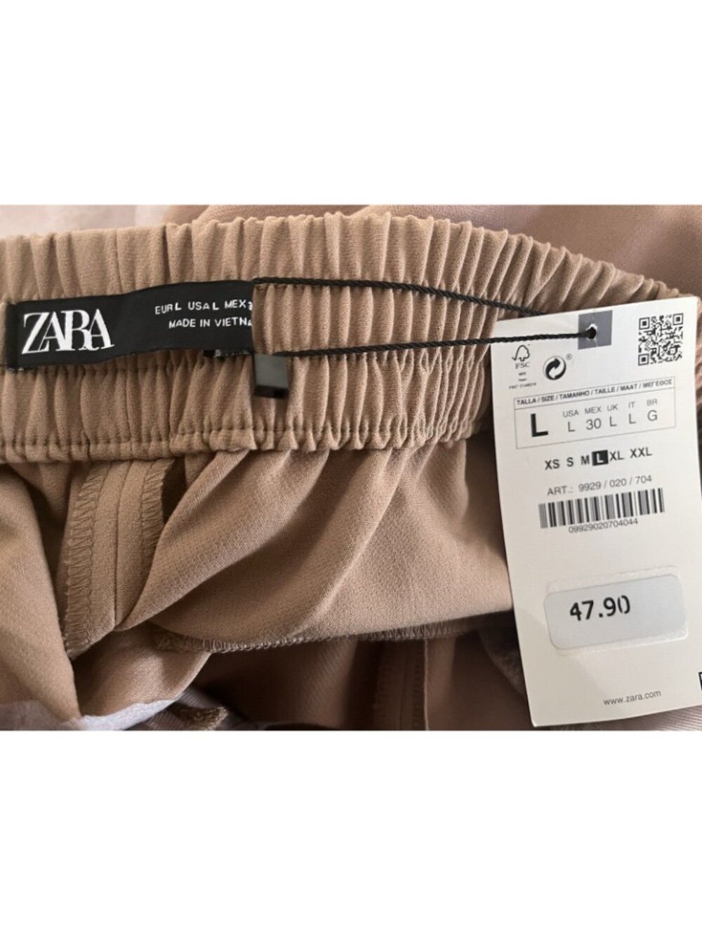 ZARA Tan Gold Button Ankle Pants Large NWT High Rise Straight Leg Quiet Luxury - Picture 9 of 12